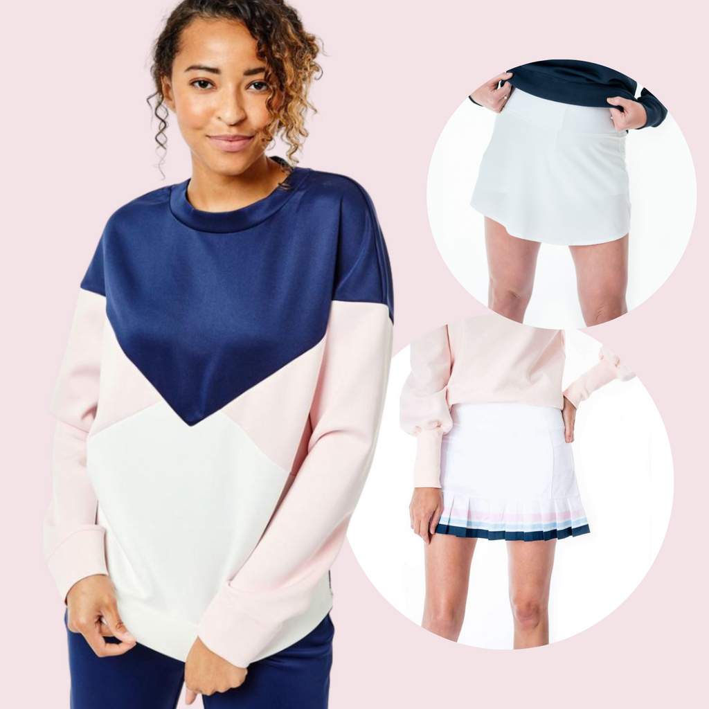 Styling the Addison Bay Ridley Crewneck Top in Navy, Blush and White