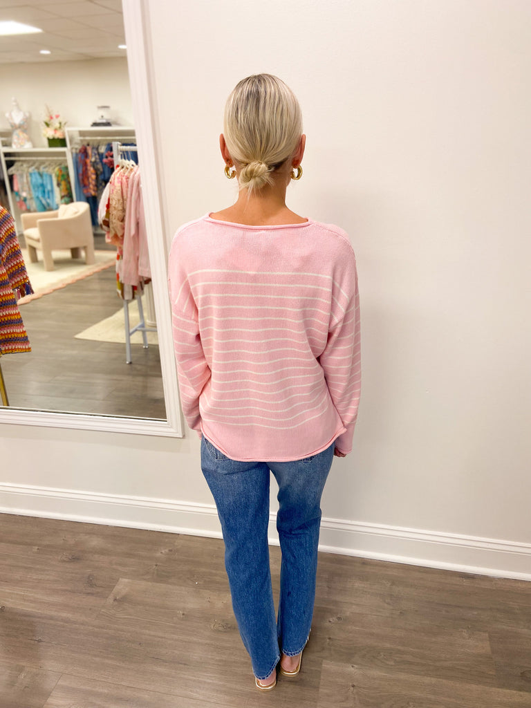 Striped Sweater in Ballet Pink and Cream