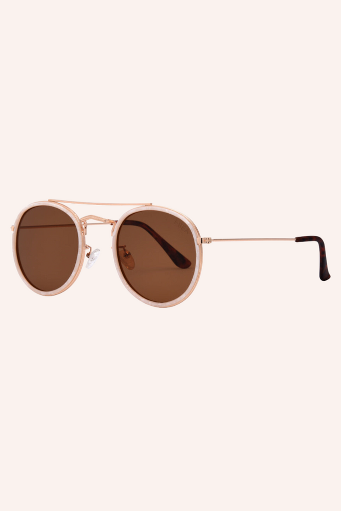 All Aboard Sunglasses in Pearl with Brown Polarized Lens