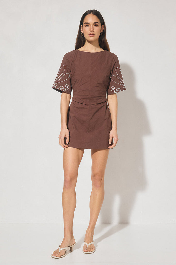 Mon Renn Essie Mini Dress in Cacao, XS
