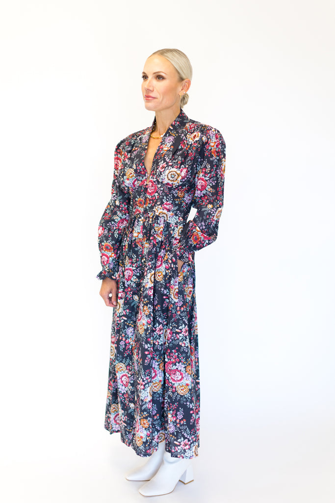 Mille Anya Long Sleeve Maci Dress in Bloomsbury Print