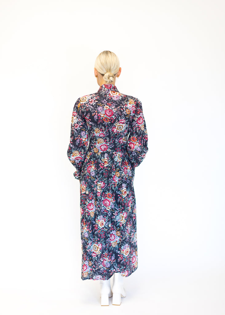 Mille Anya Long Sleeve Maci Dress in Bloomsbury Print