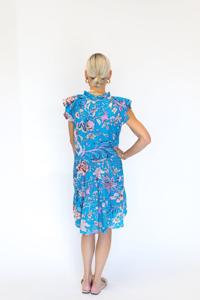 Anna Cate Aimee Dress in Blue Cabana Floral Print