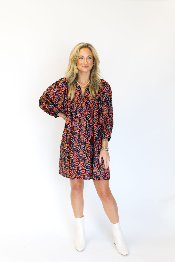 Mille 3/4 Length Puff Sleeve Daisy Dress in Fiore