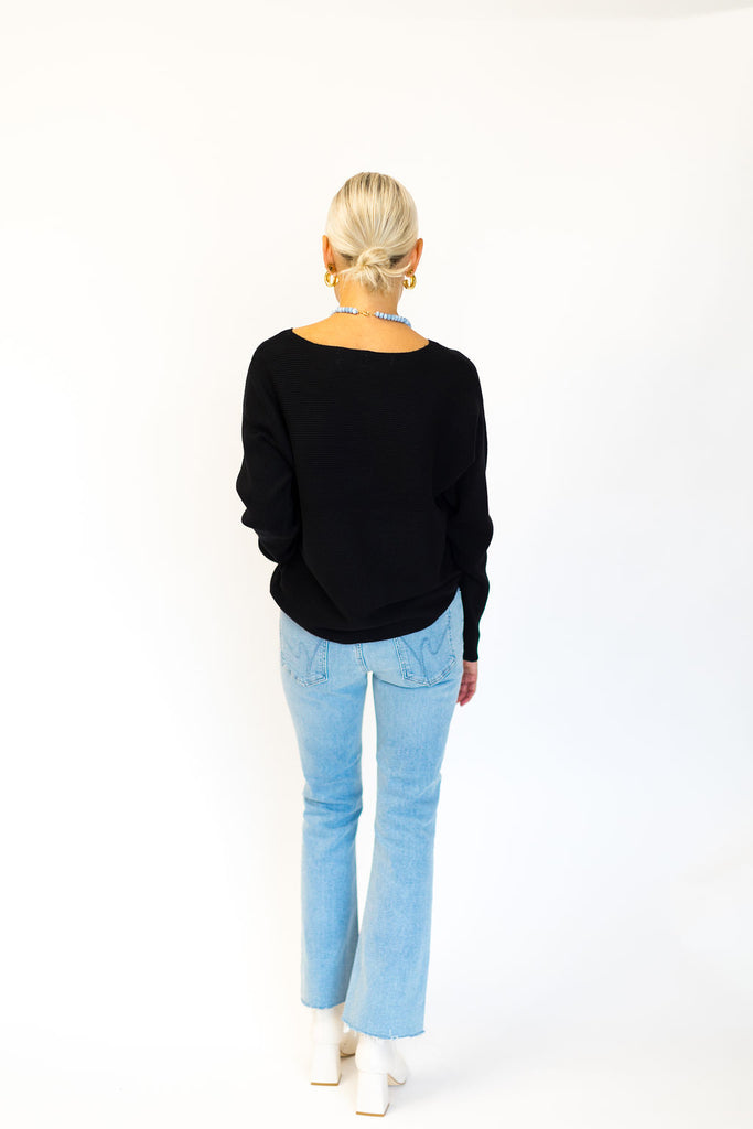Horizontal Ribbed Sweater in Black