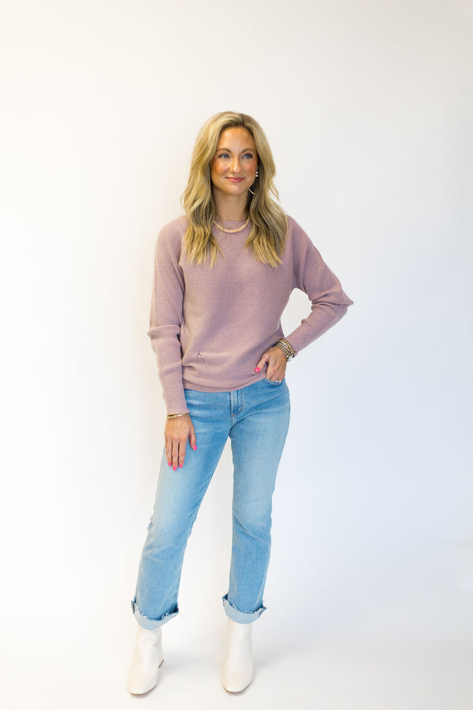 Horizontal Ribbed Sweater in Taupe