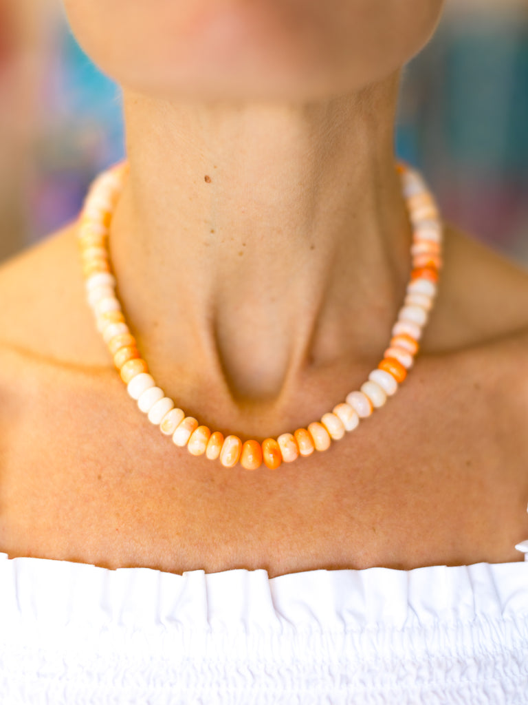 Gemstone Necklace with Gold Clasp in Creamsicle