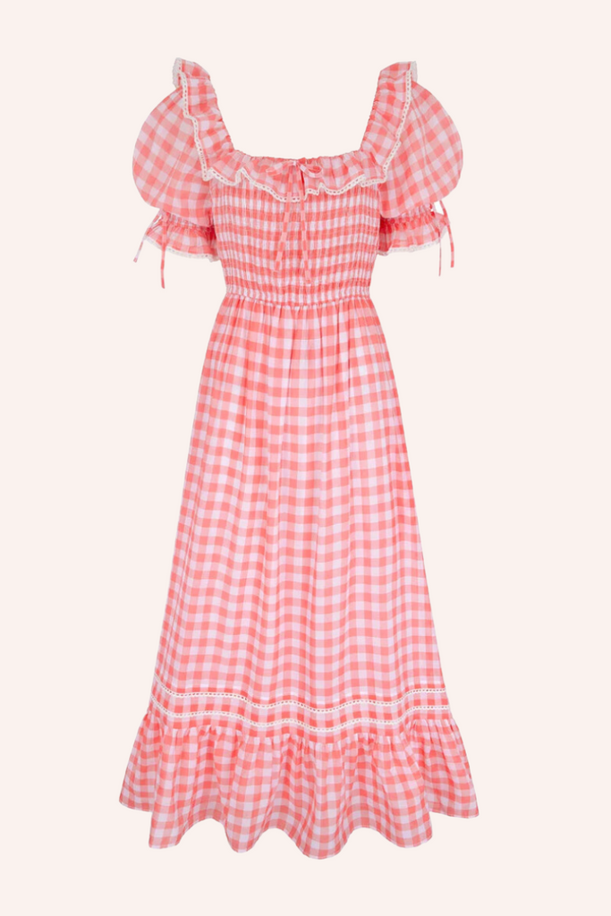 Pink City Prints Meryl Dress in Apricot Gingham