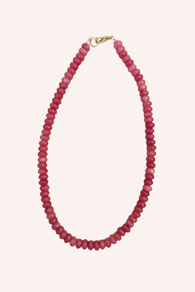 Gemstone Necklace with Gold Clasp in Watermelon