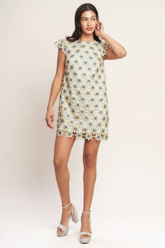 ivory shift dresses Lace Mini Dress - Yellow shoulders and down center Size:FR 60 women plus size boho Novia