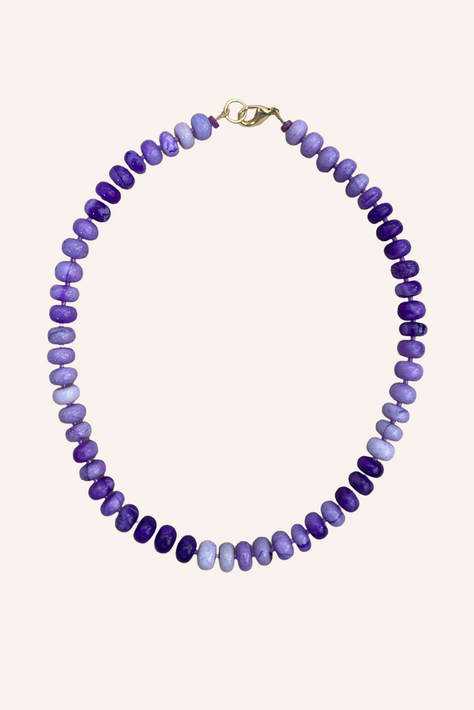 Gemstone Necklace with Gold Clasp in Marbled Purple
