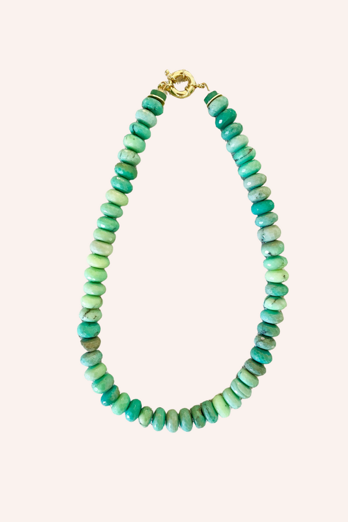 Gemstone Necklace with Gold Clasp in Garden Green