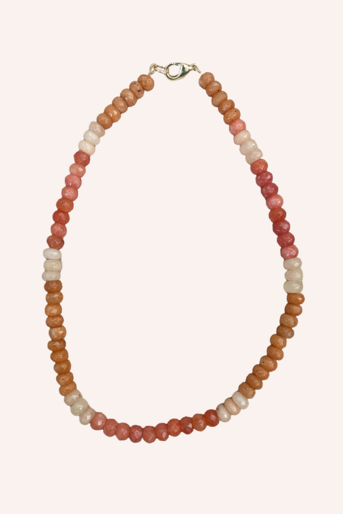 Gemstone Necklace with Gold Clasp in Saffron