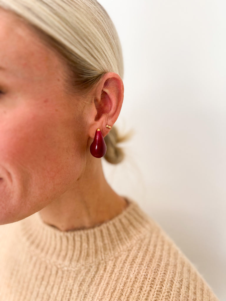 Tear Drop Earrings in Burgundy