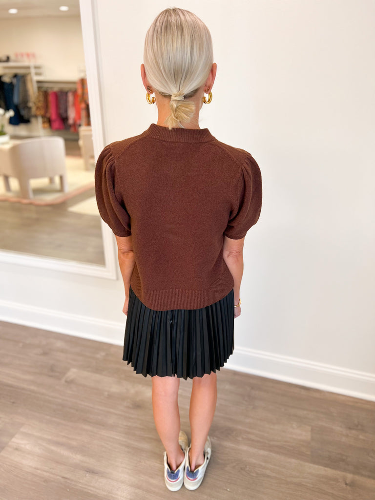 French Connection Vhari Short Sleeve Sweater in Chocolate