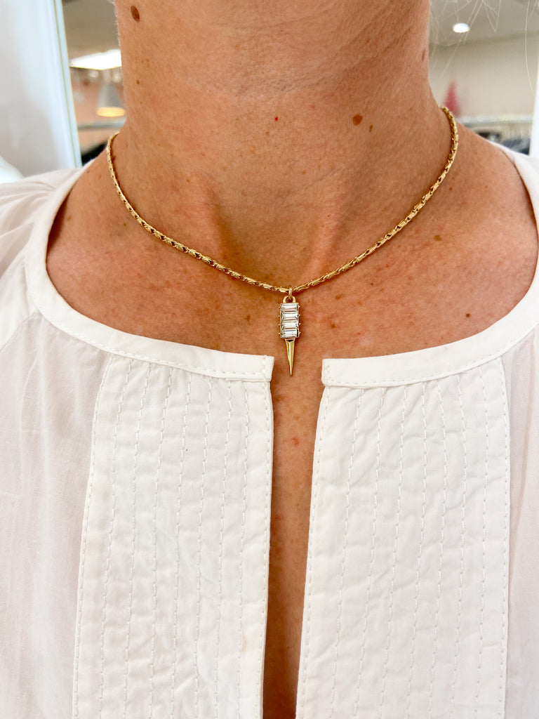 Thick Isla + Baguette Spike Necklace