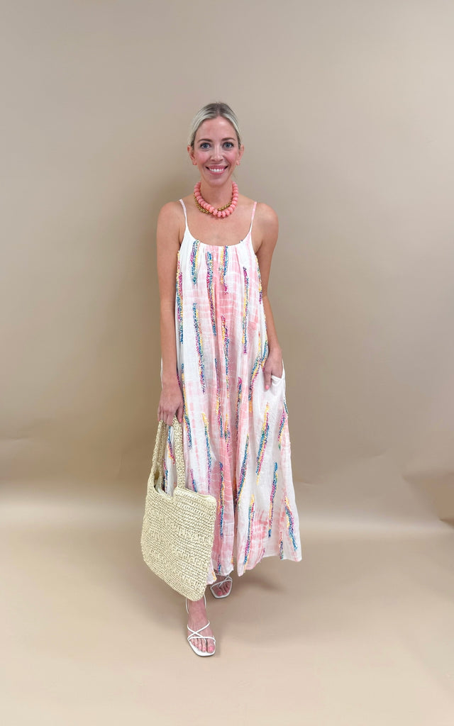 miami maxi dresses Miami Multicolor Tie-Dye Maxi Dress L