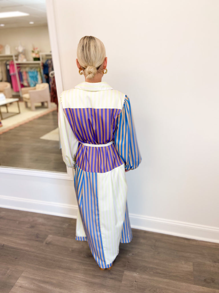 Long Sleeve Multi Stripe Max Dress