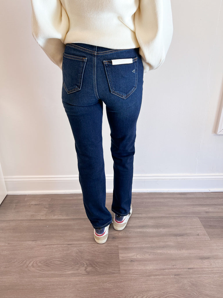 Tracey High Rise Straight Jean in Dark Blue