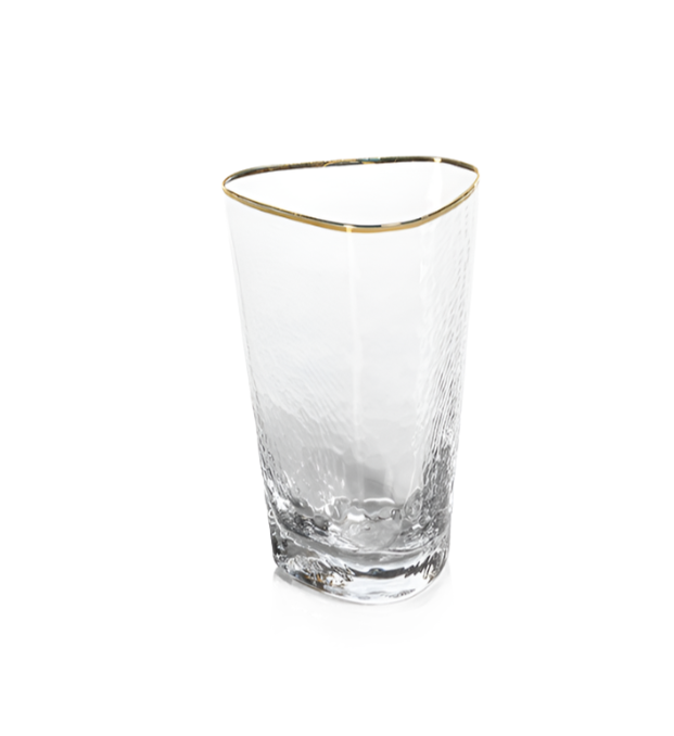 Aperitivo Triangular Highball Glass - Clear with Gold Rim