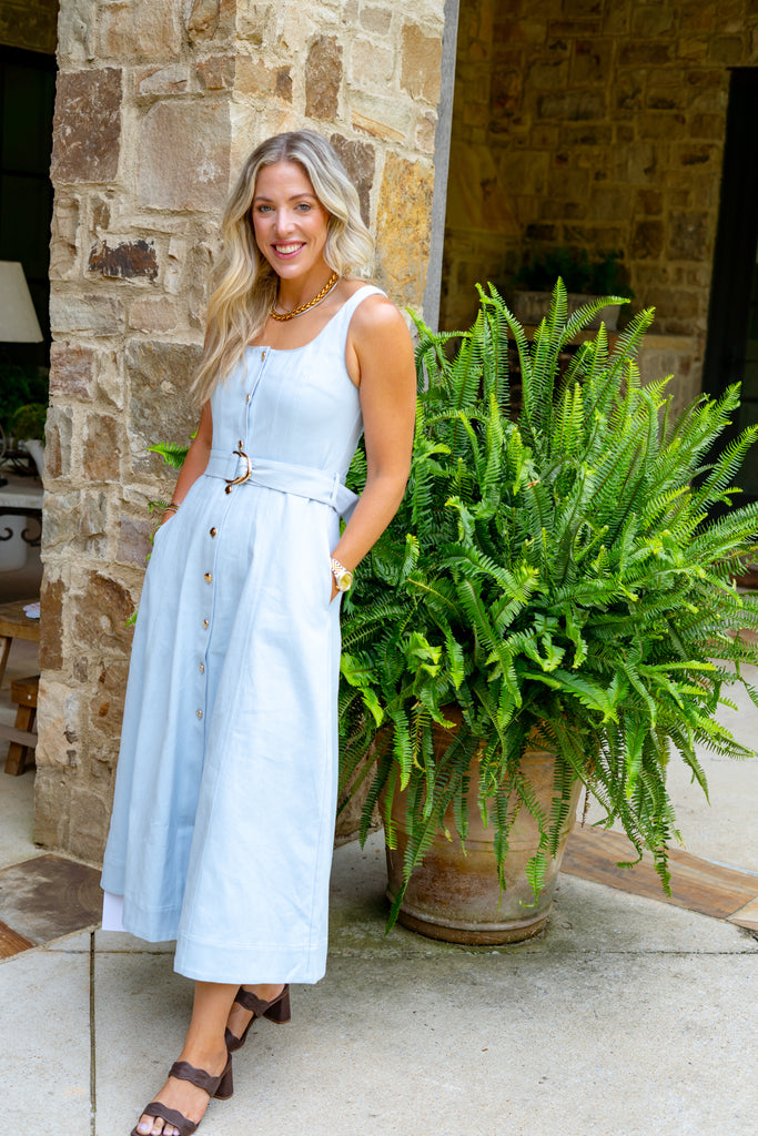 karina grimaldi denim dress Karina Grimaldi Nysa Denim Mini Dress in Jelly Mint Jelly Mint / S