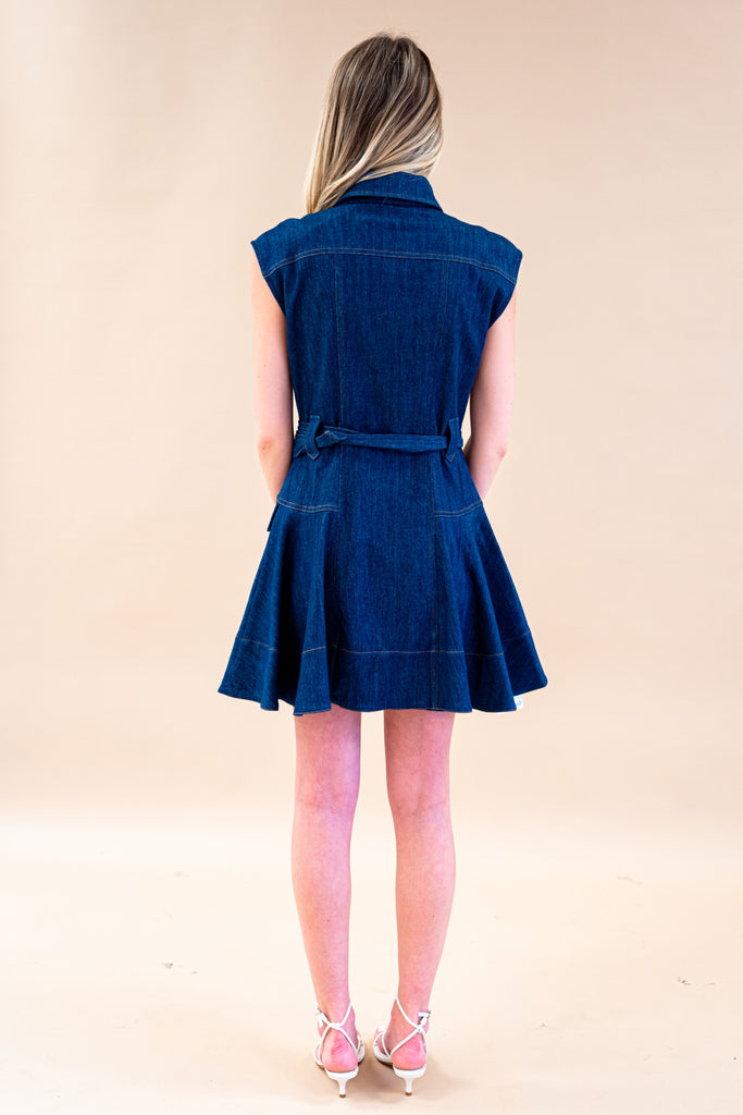 karina grimaldi denim dress Karina Grimaldi Karina Grimaldi- Katerina Denim Mini Dress- Navy