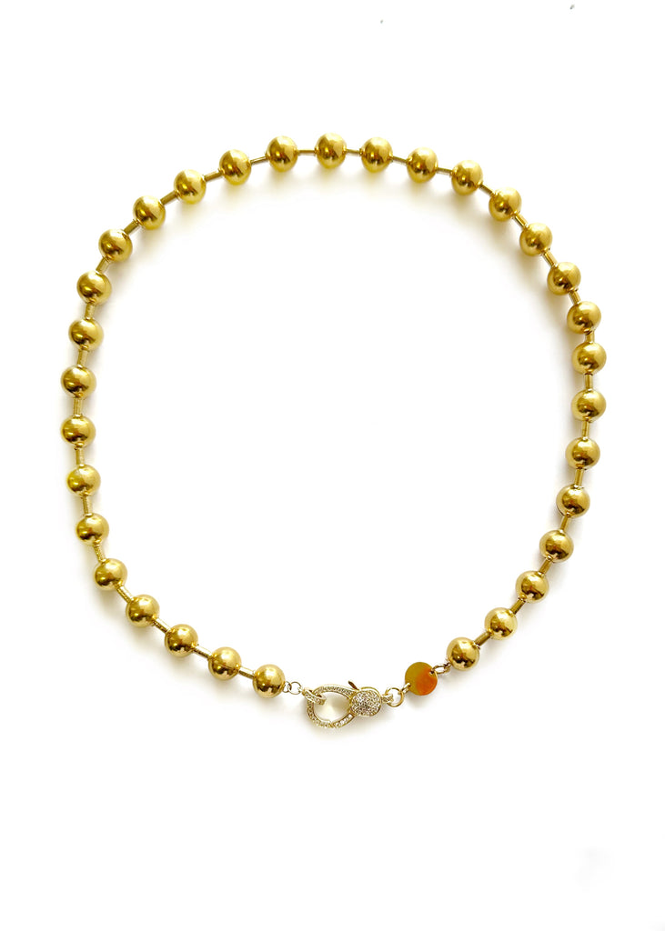 Bening Ball Necklace with Crystal Clasp in Gold