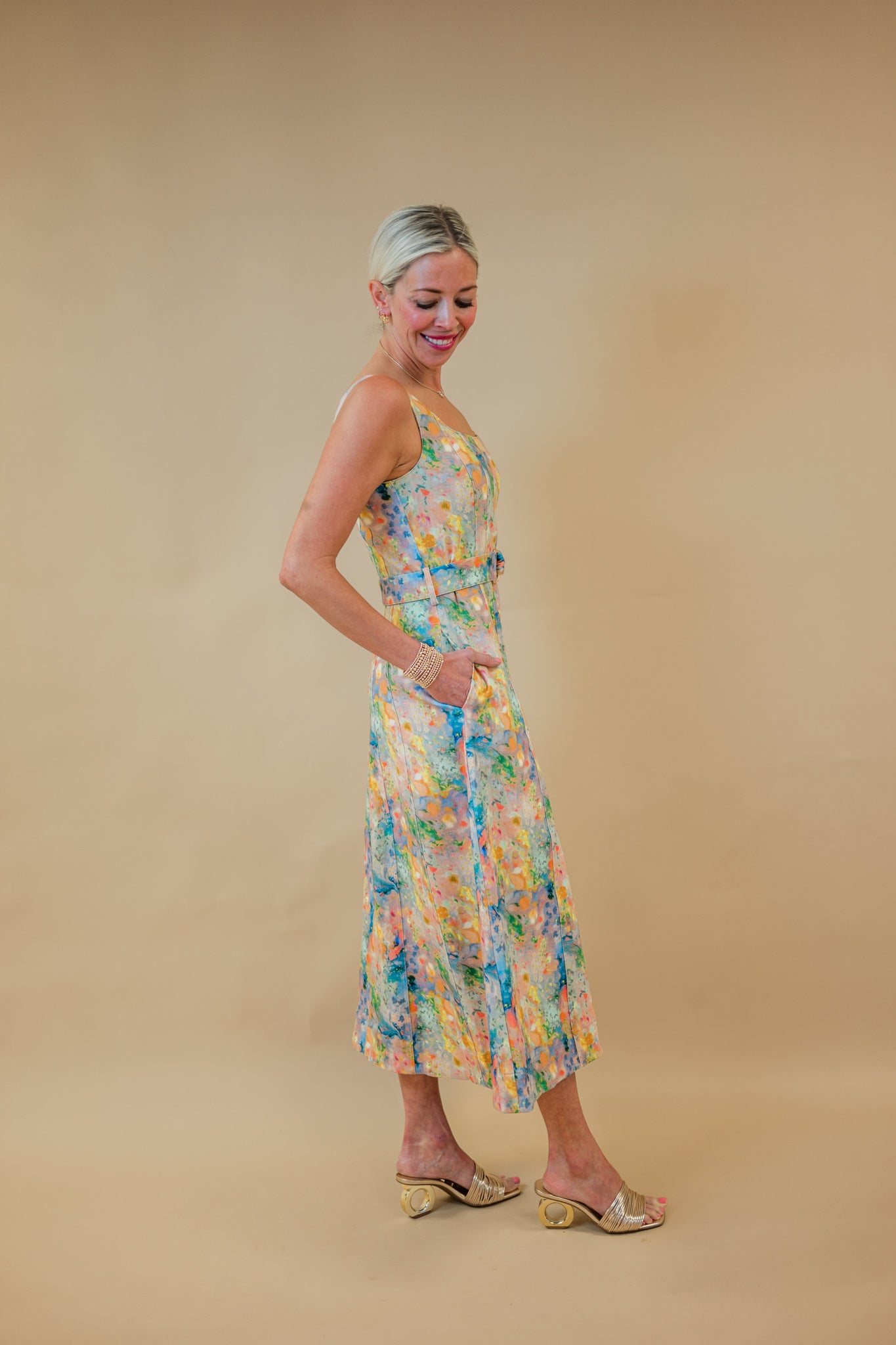 karina grimaldi maxi dress Karina Grimaldi Zyra Print Denim Dress in Azura XS