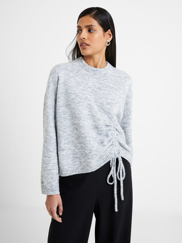 French Connection Kezia Scrunch Tie Sweater in Light Grey