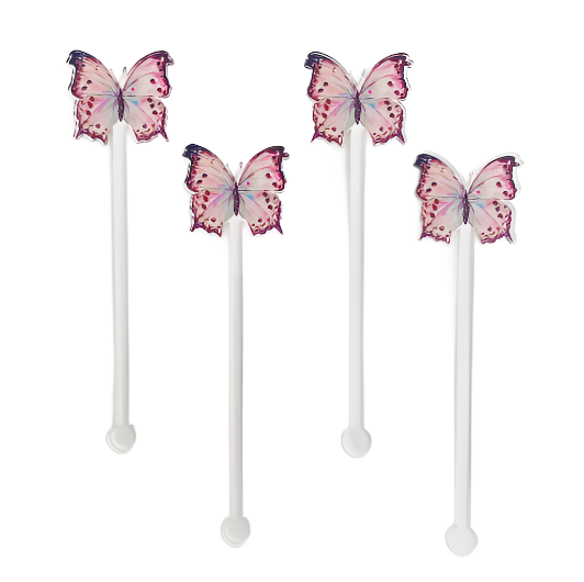 Butterfly Stir Sticks in Pink (pack of 4)