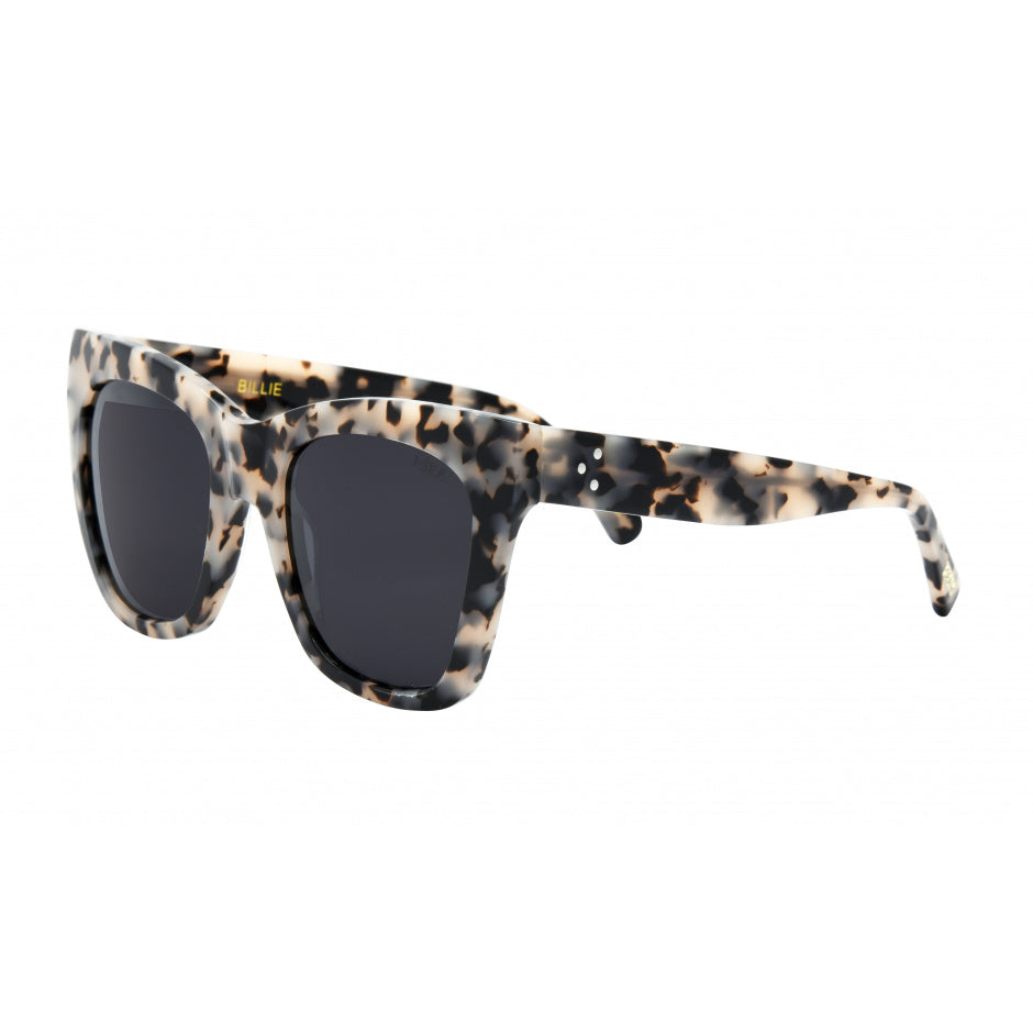 Billie Sunglasses in Snow Tort with Smoke Polarized Lens