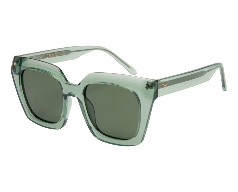 Jemma Sunglasses in Leaf Tort with Green Polarized Lens