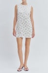 embellished mini shift dress Flower Embellished Mini Shift Dress