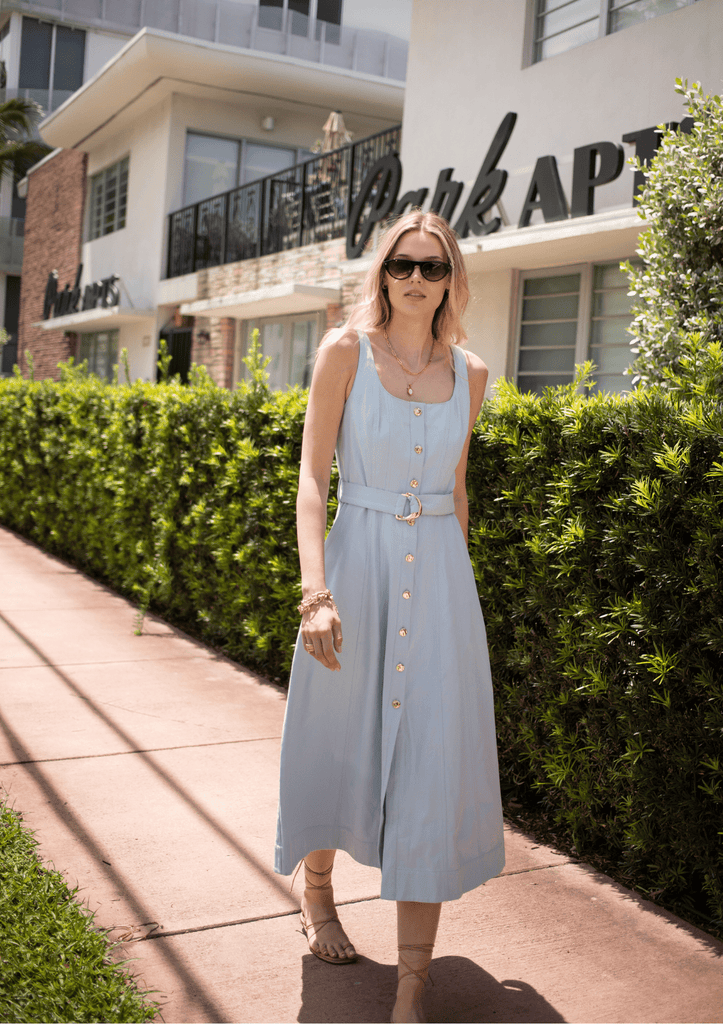karina grimaldi denim dress Karina Grimaldi Karina Grimaldi- Katerina Denim Mini Dress- Navy